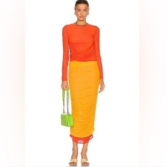 New Simon Miller MESH Stretch Pluto Sunset Orange Maxi Skirt/Swim Cover-Up XS - Picture 4 of 17